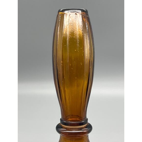 Vintage MCM Dabs Amber Glass Embossed Fruits Decanter From Portugal READ - Picture 8 of 12